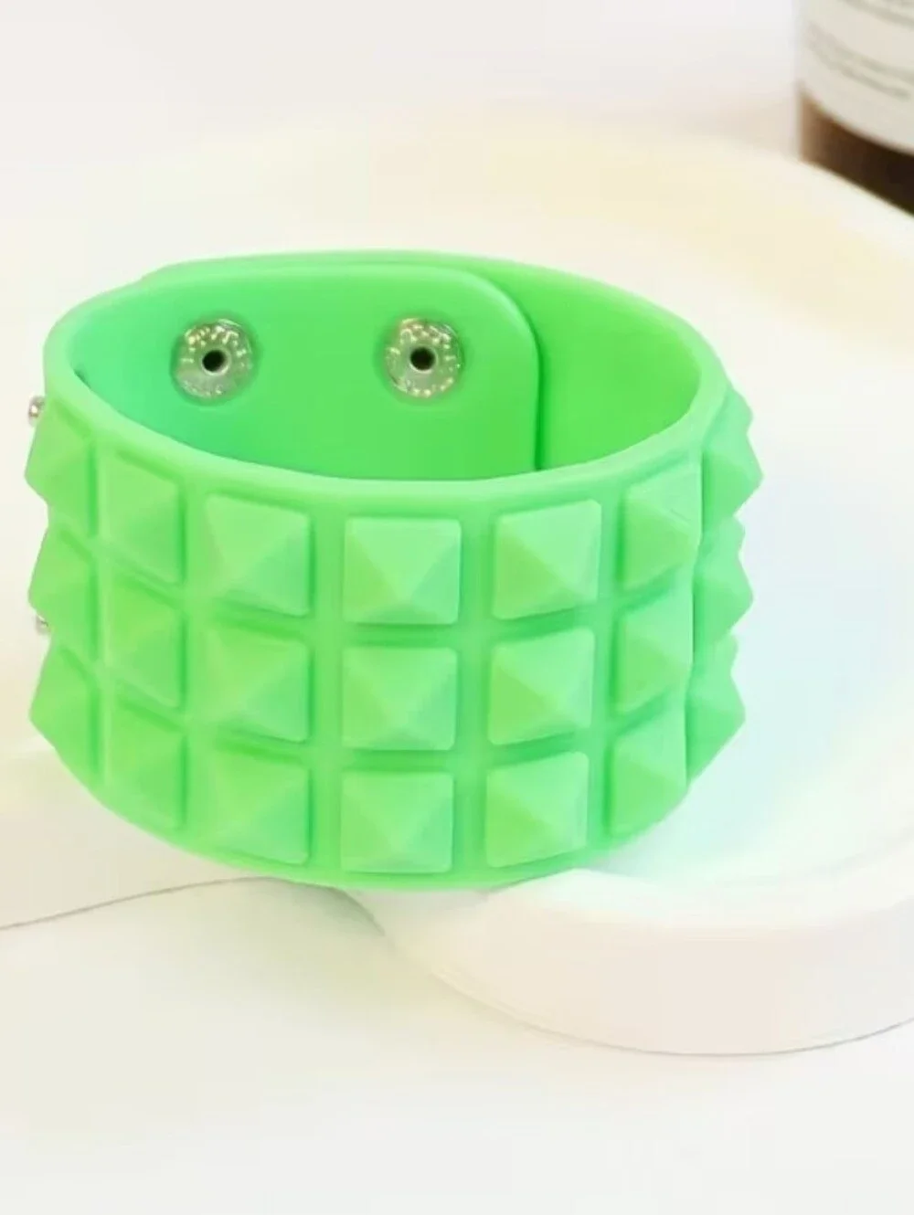 Green Silicone Stud Bracelet